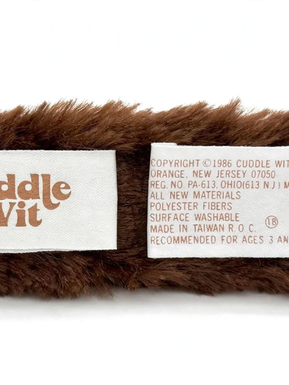 Cuddle Wit Inc 1986 Vintage Teddy Bear Brown Plush Orange Ribbon Bow 16”